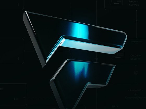 Capa do projeto Funnel Builder: símbolo 3D azul